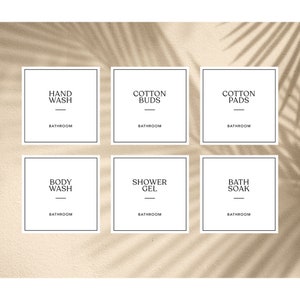 Bathroom Organisation Label Stickers: Minimalist Style