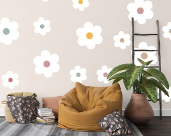 Adesivo da parete con fiori selvatici colorati, stacca e attacca