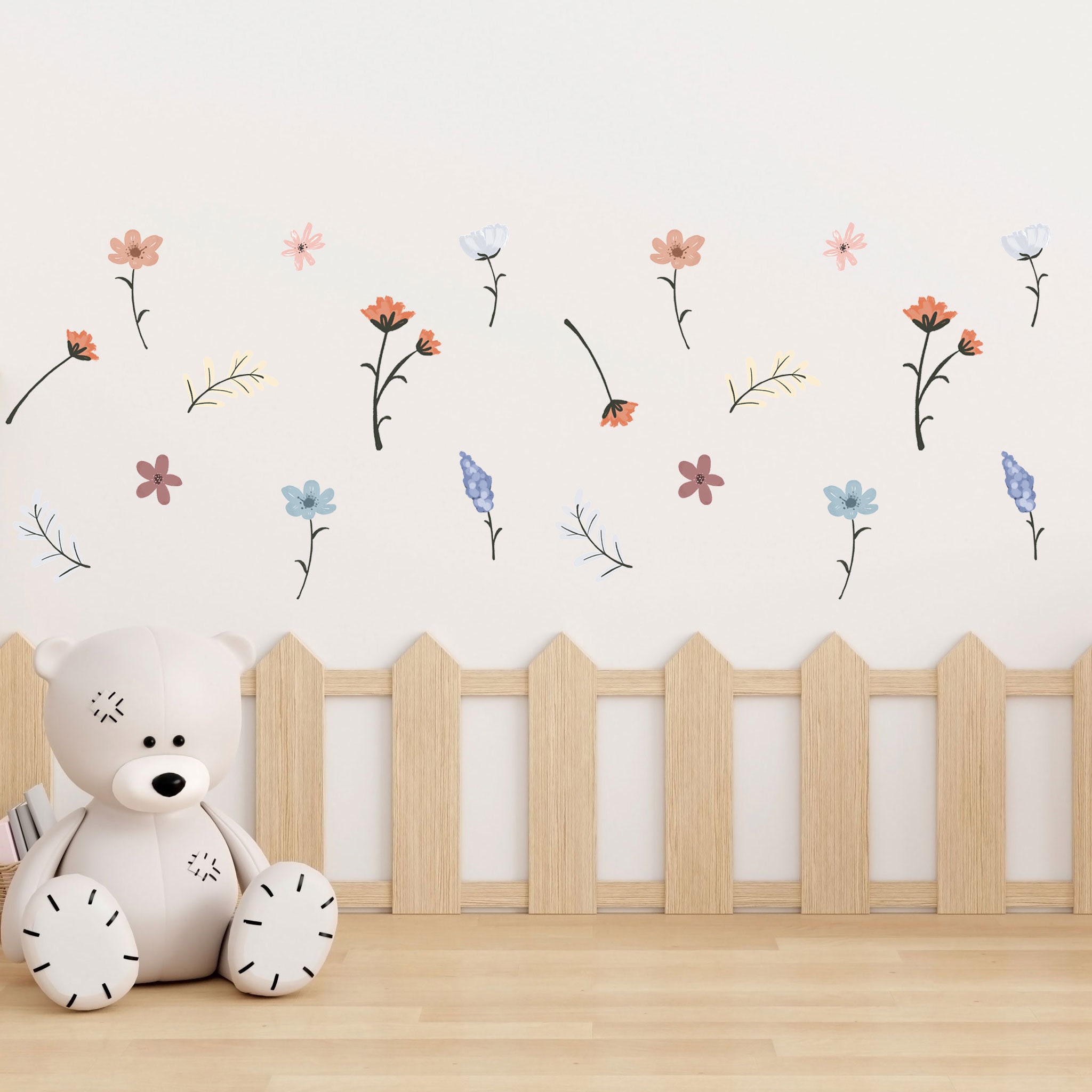 Meadow Flowers Wall Stickers Nursery Wall Stickers Flower Etsy UK