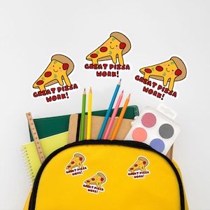 Grandes pegatinas de trabajo de pizza, pegatinas para maestros, pegatinas para el aula, pegatinas para la escuela primaria, premios para maestros, regreso a la escuela, trabajo escolar, pizza