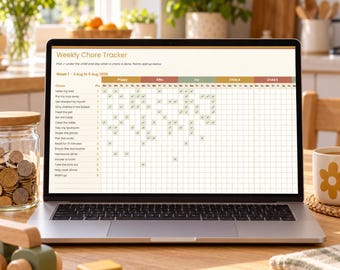 Family Chore and Pocket Money Tracker Spreadsheet, Kids Chore Chart with Points, Allowance Tracker for Google Sheets & Excel
