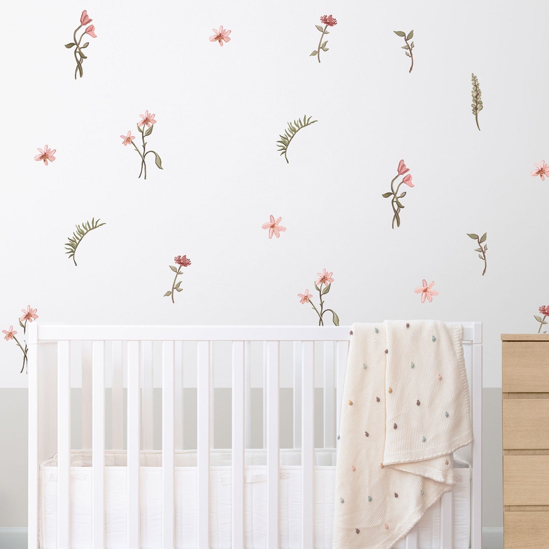 Floral Wall Stickers Nursery Wall Stickers Flower Wall Etsy