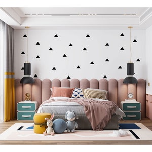 Black Triangle Wall Stickers, Reusable Boho Nursery Wall Decals, Children&#39;s Boho Wall Decor, Playroom Wall Stickers, Kids Room, Boho Decor