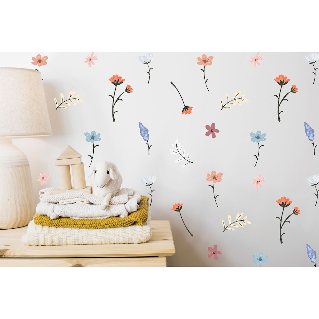 Wildflower Meadow Wall Stickers: Boho Nursery Floral Decor - Etsy