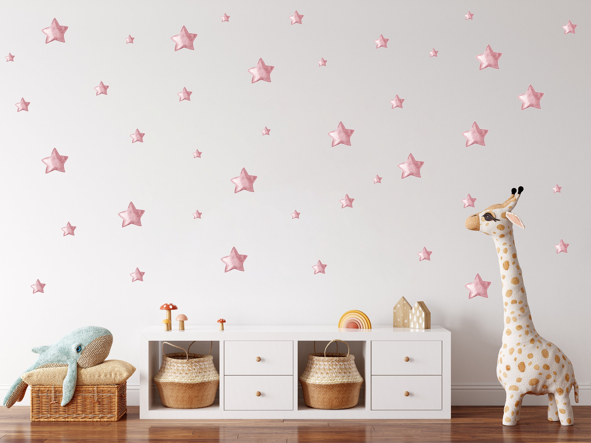 52 Hot Pink Vinyl Star Shaped Bedroom Wall Decals Stickers Stars
