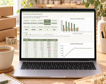 Small Business Income and Expense Tracker Spreadsheet UK, Etsy Seller Bookkeeping, Profit and Mileage Log, Google Sheets & Excel