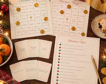Christmas Family Games Printable, Christmas Quiz, Christmas Bingo, Charades, Would You Rather, Party Games for Kids and Adults