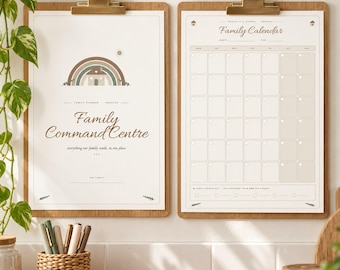 Family Command Centre Printable, Family Planner Binder, Undated Calendar, Weekly Schedule, Chore Chart, Meal Plan, Emergency Info, A4 Letter