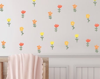 Sticker mural fleur bohème fille Sticker mural floral chambre d'enfant Sticker mural floral chambre d'enfant Sticker mural enfant Sticker mural fleurs sauvages