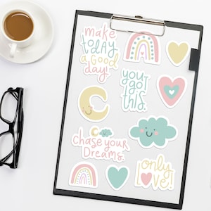 Pastel Quote Stickers, Quote Stickers, Laptop Stickers, Journal Quote Stickers, Positieve Stickers, Inspirerende Citaten, Cute Stickers, Boho