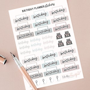 Geburtstag Planer Aufkleber, Geburtstag Icons Aufkleber, Geburtstag Aufkleber, Organisationsaufkleber, Planer Aufkleber, Geburtstag Kalender Aufkleber