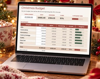 Christmas Budget Planner Spreadsheet, Gift List Tracker for Google Sheets & Excel, Christmas Card List, Holiday Gift Planner Template