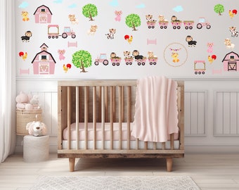 Farm Animal Nursery Wall Decals: Barnyard Decor, Kids Room Stickers