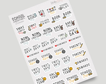 School Calendar Stickers - Etsy