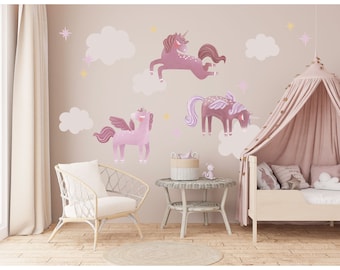 Pegasus Unicorn Wall Decal: Peel and Stick Nursery Decor