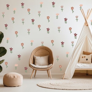 Meadow Flower Wall Decal Boho Nursery Wall Sticker Girls Bedroom Decor Kid Wall Sticker Kids Room Floral Wall Sticker Girl Nursery Decor