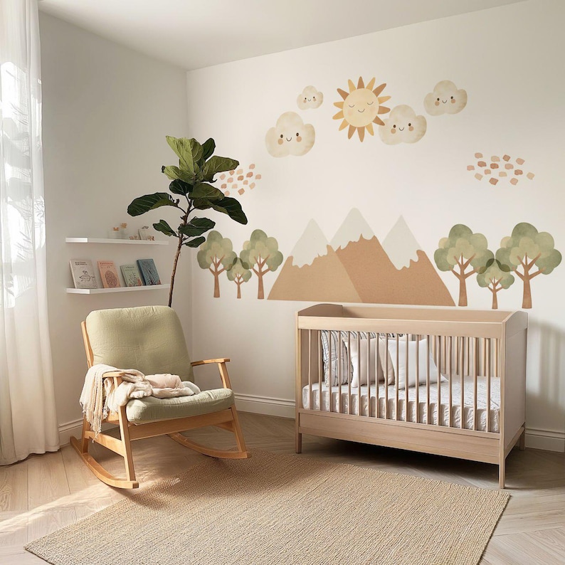 Mountain Wall Stickers Neutral Nursery Decor Mountain Nursery Wall — free download