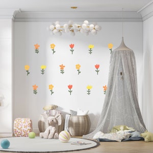 Meadow Flower Wall Decal Boho Nursery Wall Sticker Girls Bedroom Decor Kid Wall Sticker Kids Room Floral Wall Sticker Girl Nursery Decor