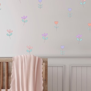 Boho Flower Wall Sticker Girl Floral Wall Sticker Nursery Floral Wall Decal Nursery Wallpaper Kid Wall Sticker Wildflower Wall Decal Flower