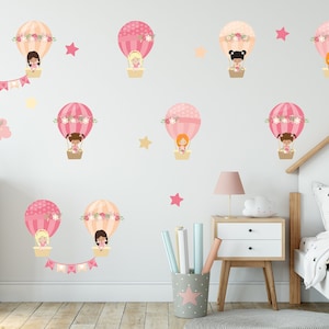 Pink Hot Air Balloon Wall Decals: Girl Nursery Decor