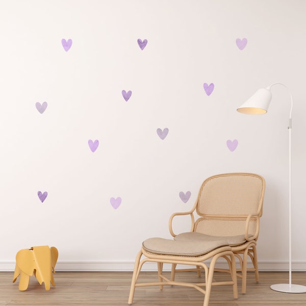 Heart Wall Sticker Girl Nursery Decor Kids Room Purple Wall Sticker Heart Sticker Girl Room Decor Heart Decal Purple Nursery Wall Decal