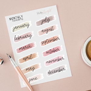 Monatliche Überschrift-Aufkleber, Monatliche Planer-Aufkleber, Planer-Überschrift-Aufkleber, Organisations-Aufkleber, Planer-Aufkleber, Notebook-Aufkleber