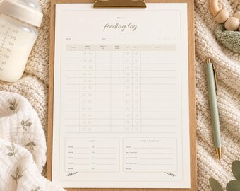 Newborn Feeding Log Printable, Baby Nappy Tracker, Breastfeeding and Bottle Log, Baby Sleep Tracker, New Mum Planner A4 and US Letter