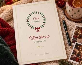 Family Christmas Memory Journal Printable, Christmas Keepsake, Christmas Memory Book, Gift List, Kids Christmas Page, Yearly Tradition