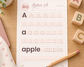 Alphabet Tracing Worksheets Printable, Number Tracing 0 to 20, Handwriting Practice, Preschool Letter Tracing, EYFS Reception, A4 Letter