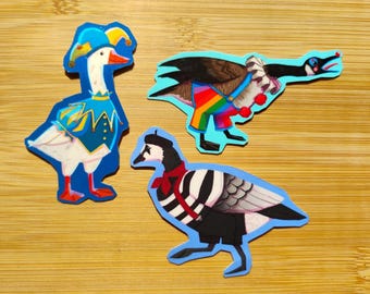 Silly Geese Vinyl Stickers: 3 in. & waterproof