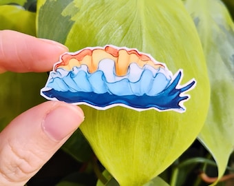Aromantic Asexual Pride Nudibranch: 1.5 in waterproof vinyl sticker