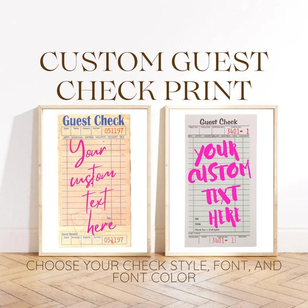Guest Check Poster Etsy