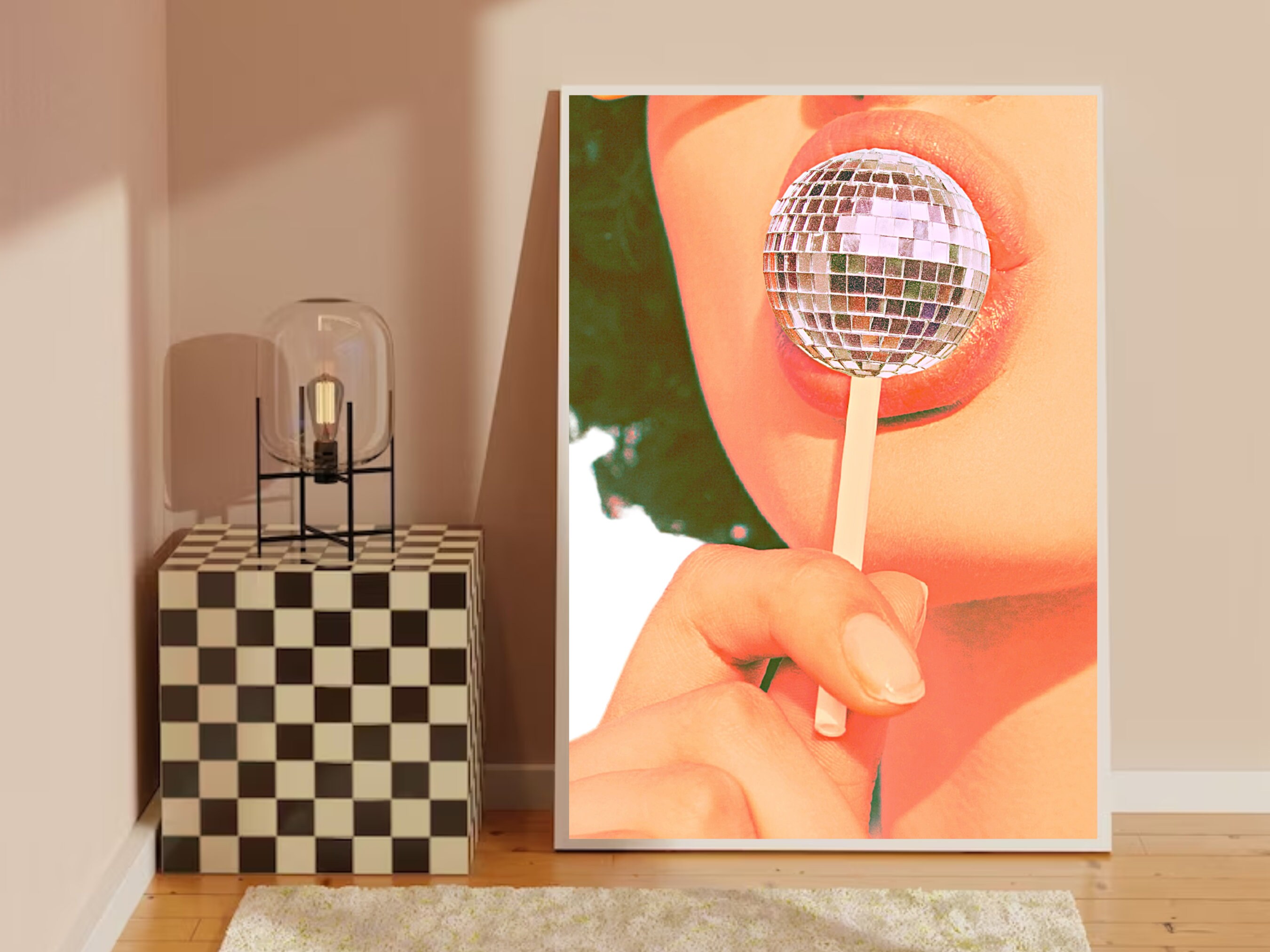 Disco Ball Print Preppy Wall Art Trendy Wall Art Girly Wall Etsy