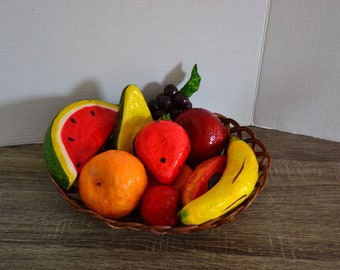 Vtg Paper Maché Fruit Bowl