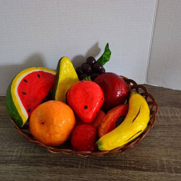 Paper Mache- Colorful 24 inch Fruit Bowl for Home and Kitchen. main image 1