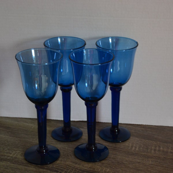 Cobalt Blue Wine Glasses Etsy