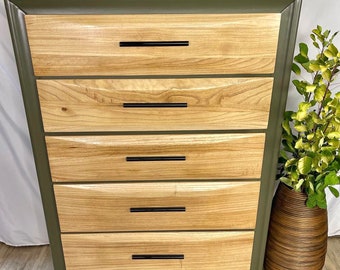 Refinished Vintage Five Drawer Tall Boy Dresser**SOLD**