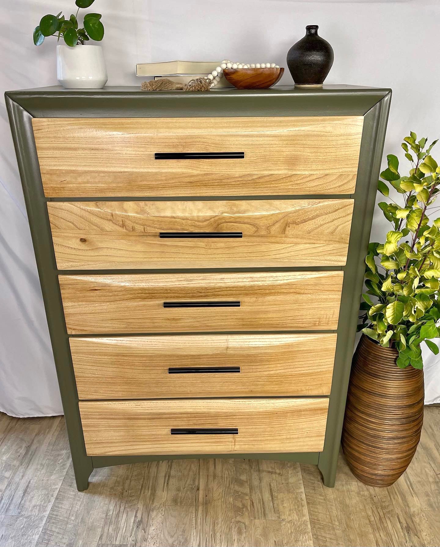 Refinished Vintage Five Drawer Tall Boy Dressersold Etsy