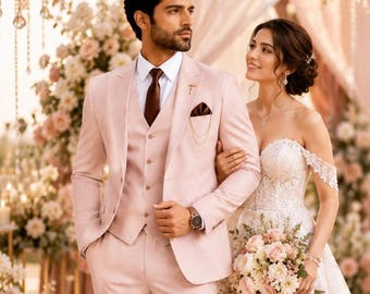 Paridhan Tailors Blush Pink 3 Piece Suit, Wedding Wear