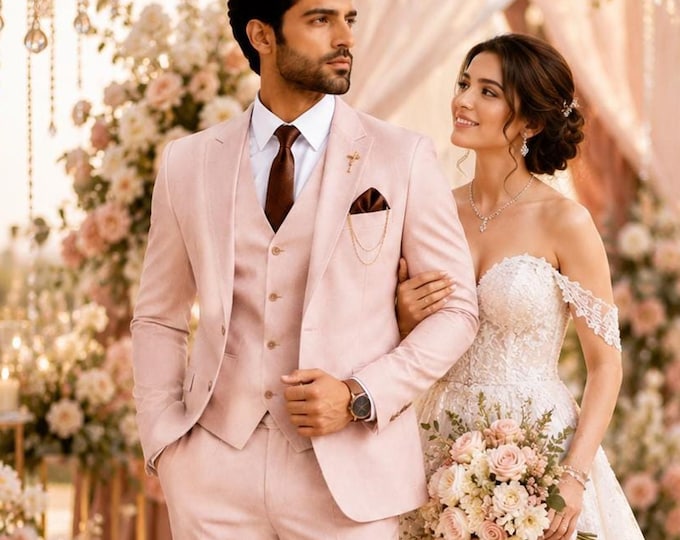 Paridhan Tailors Blush Pink 3 Piece Suit, Wedding Wear