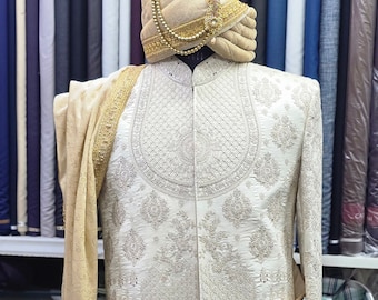 Paridhan TailorsIvory Silk Sherwani | Royal Indian Wedding Attire, Luxury Ethnic Wear, Wedding Outfit