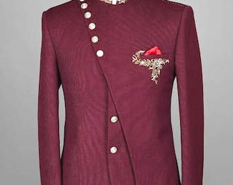 Indian Party Suit Mandarin Collar Two-Piece Custom Formal Attire Paridhan Tailors