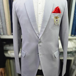 Silver Tuxedo Suit: Men&#39;s Bespoke Wedding Outfit - Paridhan Tailors
