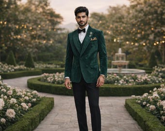 Groom Reception Blazer Velvet Suit– Custom Luxury Wedding Jacket – Made to Measure Paridhan Tailors