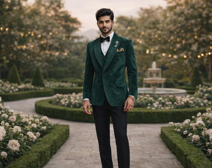 Groom Reception Blazer Velvet Suit– Custom Luxury Wedding Jacket – Made to Measure Paridhan Tailors