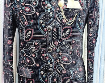 Black Bandhgala Suit for Men, Embroidered Jodhpuri Jacket, Royal Indian Men’s Suit, Black Indo Western Suit, Ethnic Grooms Western Menswear