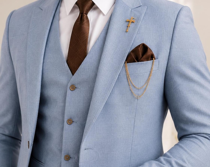 Light/Dusty Blue Suit Custom 3 Piece | Slim Fit Formal Wear