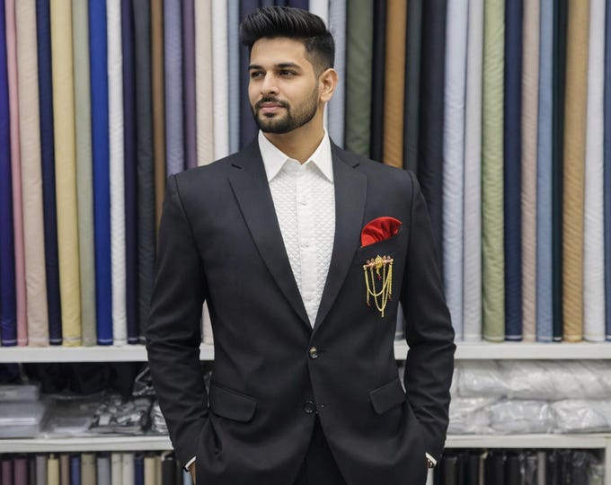 Elegant Black Blazer Bespoke Suit Paridhan Tailors