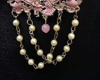 Versatile Wearable | Handcrafted Pink Men&#39;s Brooch: Elegant Wedding Accessory for Suits, Jodhpuri, and Sherwani