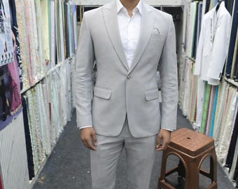 Ice Grey Custom Tailored Blazer | Slim Fit Wedding Suit Jacket